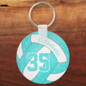 türkisfarbener Volleyballsack mit Jerseynummer Schlüsselanhänger (Rückseite)