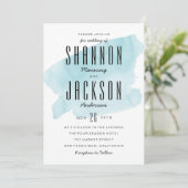 Türkisfarbener Wash Einladung (Stehend Vorderseite)