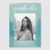 Türkisfarbener Wash Foto Abschluss Magneteinladung (Vorderseite)