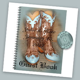 Türkisfarbener Western Cowboy Boots Notebook Notizblock