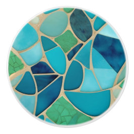 Türkisfarbenes Abstraktes Mosaik Art Déco Keramikknauf