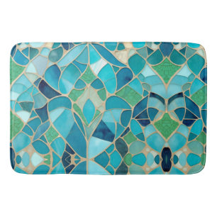Türkisfarbenes Abstraktes Mosaik Badematte