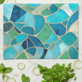 Türkisfarbenes Abstraktes Mosaik Geschirrtuch (Gefaltet)