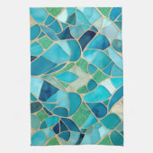 Türkisfarbenes Abstraktes Mosaik Geschirrtuch (Vertikal)