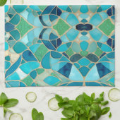 Türkisfarbenes Abstraktes Mosaik Geschirrtuch (Gefaltet)