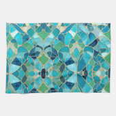 Türkisfarbenes Abstraktes Mosaik Geschirrtuch (Horizontal)