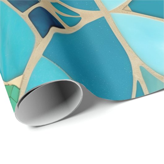 Türkisfarbenes Abstraktes Mosaik im Art-Déco-Stil Geschenkpapier (Rolleneckpunkt)