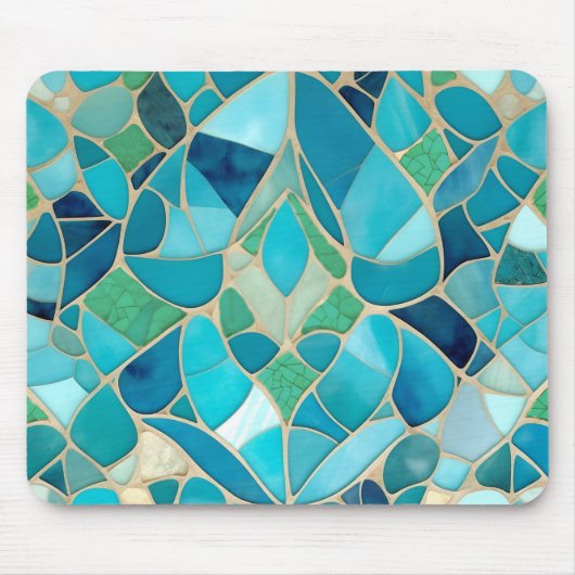 Türkisfarbenes Abstraktes Mosaik im Art-Déco-Stil Mousepad (Vorne)