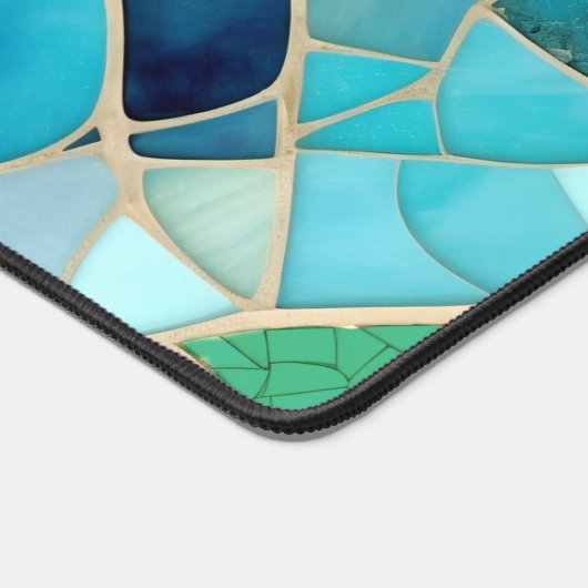 Türkisfarbenes Abstraktes Mosaik im Art-Déco-Stil Schreibtischunterlage (Ecke)