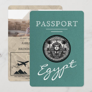 Türkisfarbenes ägyptisches Reisepass-Hochzeitseinl Einladung