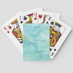 Türkisfarbenes Aqua-Blaues Küsten-Abstraktes Aquar Spielkarten