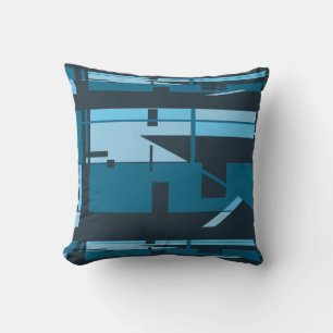 Türkisfarbenes Aqua-Navy-Südwest-Kunst-Mosaik Kissen