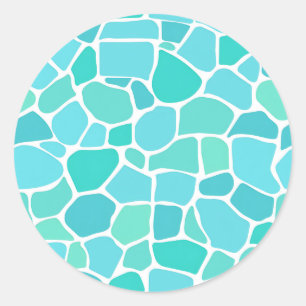 Türkisfarbenes Aqua-Seeglas-Mosaikmuster Runder Aufkleber