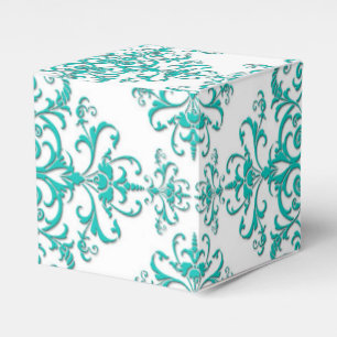 Türkisfarbenes Aqua und Weiß fantasievolles floral Geschenkschachtel