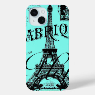 türkisfarbenes aquablaues Skript Paris Eiffelturm Case-Mate iPhone Hülle