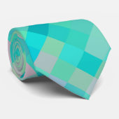 Türkisfarbenes, Aquamarin-blaugrün-rosa-gelbes Mus Krawatte (Gerollt)