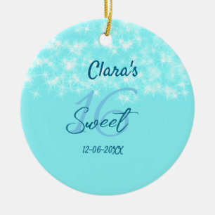 Türkisfarbenes aquamarines Agar süß 16 Geburtstag Keramik Ornament