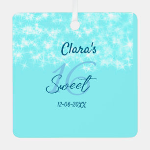 Türkisfarbenes aquamarines Agar süß 16 Geburtstag  Ornament Aus Metall