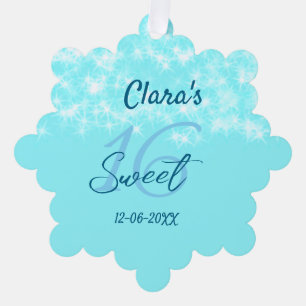 Türkisfarbenes aquamarines Agar süß 16 Geburtstag  Ornament Karte
