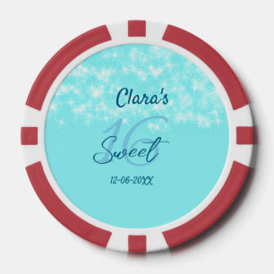 Türkisfarbenes aquamarines Agar süß 16 Geburtstag Pokerchips
