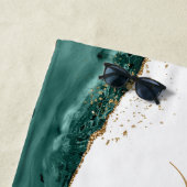 Türkisfarbenes Aquamarines Agate Gold Glitzer Mono Strandtuch (Beispiel)