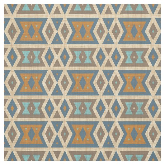 Türkisfarbenes Aquamarines blaues Orange Aztec Mos Stoff (Muster)
