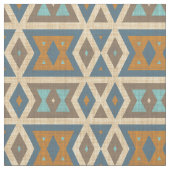 Türkisfarbenes Aquamarines blaues Orange Aztec Mos Stoff (Nahaufnahme)