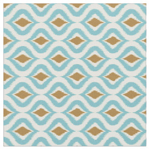 Türkisfarbenes, Aquamarines, braunes Retro-Chic-F Stoff
