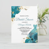 Türkisfarbenes Aquamarines Brautparty Einladung (Stehend Vorderseite)