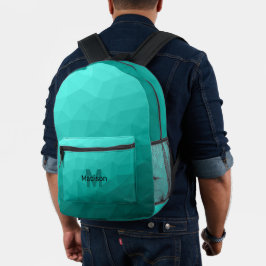 Türkisfarbenes aquamarines geometrisches Maschenmu Bedruckter Rucksack