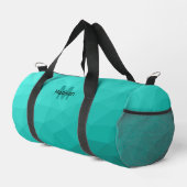 Türkisfarbenes aquamarines geometrisches Maschenmu Duffle Bag (Rechte Ecke)