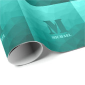 Türkisfarbenes aquamarines geometrisches Maschenmu Geschenkpapier (Rolleneckpunkt)