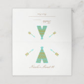 Türkisfarbenes Aquamarines Gold Tepee Party Place Platzkarte (Außenseite Aufgefaltet)