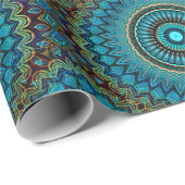 Türkisfarbenes Aquamarines Green Mandala Round-Sta Geschenkpapier (Rolleneckpunkt)