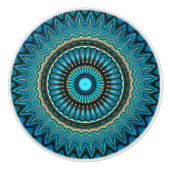 Türkisfarbenes Aquamarines Green Mandala Round-Sta Keramikknauf (Vorderseite)
