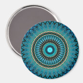 Türkisfarbenes Aquamarines Green Mandala Round-Sta Magnet (Vorderseite/Rückseite)