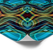 Türkisfarbenes Aquamarines Green Mandala Round-Sta Poster (Ecke)