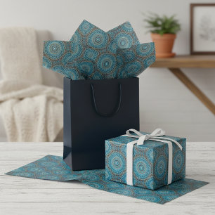 Türkisfarbenes Aquamarines Green Mandala Round-Sta Seidenpapier