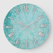 Türkisfarbenes Aquamarines klassisches Barock Eleg Große Wanduhr (Vorderseite)