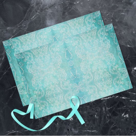 Türkisfarbenes Aquamarines klassisches Barock Eleg Seidenpapier