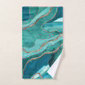 Türkisfarbenes Aquamarines Marmor Agate Gold Glitz Badhandtuch Set (Handtuch)