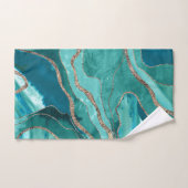Türkisfarbenes Aquamarines Marmor Agate Gold Glitz Badhandtuch Set (Handtuch)