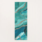 Türkisfarbenes Aquamarines Marmor Agate Gold Glitz Yogamatte (Rückseite)