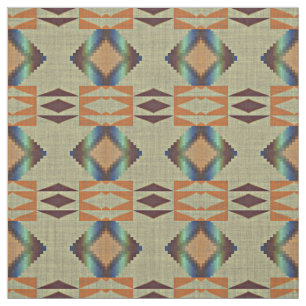 Türkisfarbenes Aquamarines Orange-Indianertribal-M Stoff