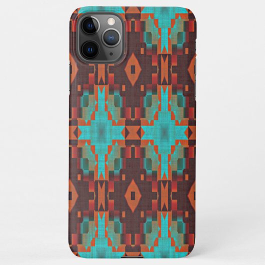 Türkisfarbenes Aquamarines Orange Red Tribal Mosai iPhone Hülle (Rückseite)