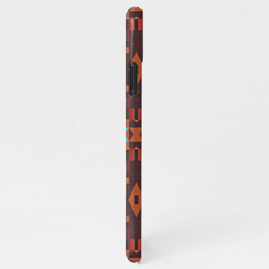 Türkisfarbenes Aquamarines Orange Red Tribal Mosai iPhone Hülle (Rechte Seite)