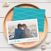 Türkisfarbenes Aquamarines Relax Script Save the D Date