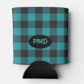 Türkisfarbenes Aquamarines Schwarzes Buffalo Karie Dosenkühler (Rückseite)