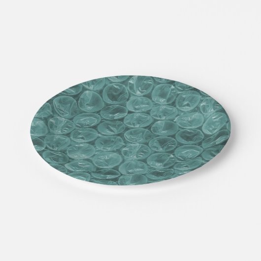 Türkisfarbenes Blasenwickelmuster Pappteller (Schrägansicht)