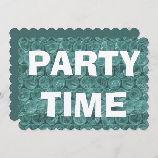 Türkisfarbenes Blasenwickelmuster Party Einladung (Vorne/Hinten)